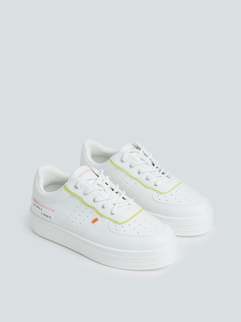 LUNA BLU White Faux-Leather Sneakers